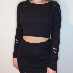 Black Matching Set | Crop Top and Mini Skirt